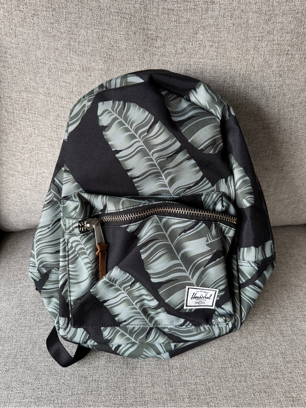 Herschel Black & Sage Leaf Print Backpack